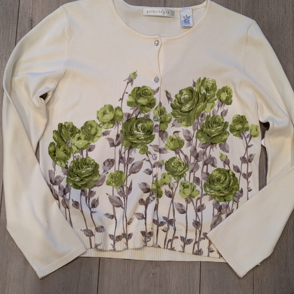 Pursuits Women's Long Sleeve Button Down Sweater Size Medium